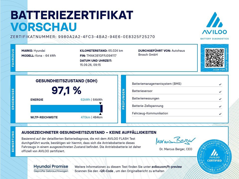 Fahrzeugabbildung Hyundai KONA EV MY23 64kWh TREND NAV-P 1HD 484KM-RW 97%!