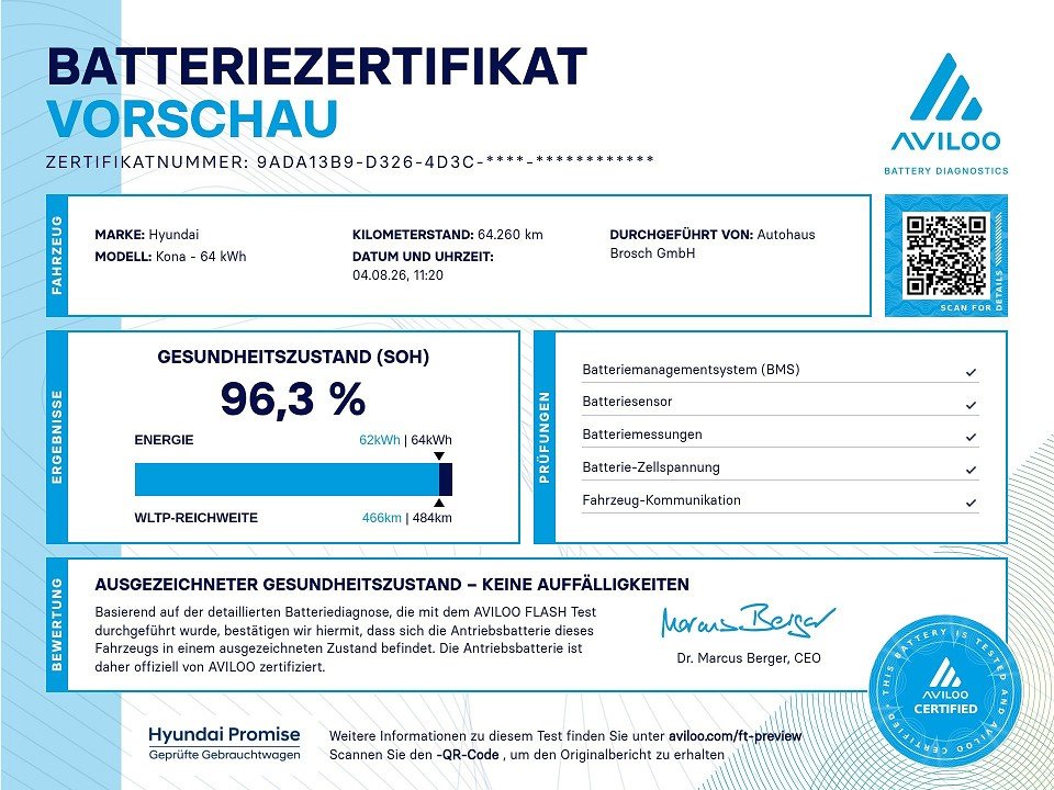 Fahrzeugabbildung Hyundai KONA EV 64kWH E-KONG GARANTIE-03/2029 NAV+KRELL+